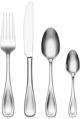 Oneida Voss Cutlery Set for 4 - Stainless Steel Cutlery Set, Heavy Weight & Mirror Finish, Rust Resistant & Dishwasher Safe Flatware, Silver