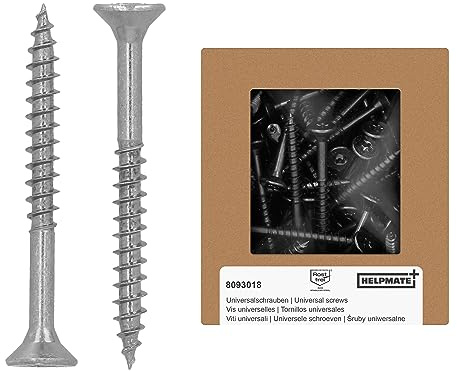 HELPMATE – Universalschrauben mit Senkkopf 5,0x50 mm – Edelstahl A2 rostfrei – 125 Stück Holzschrauben mit T‑Antrieb und Teilgewinde – für Innen‑ und Außenbereich