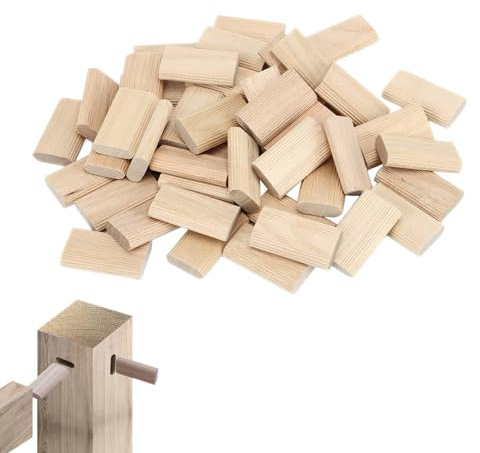 Agatige 50 Tenoni di Faggio (8 x 40mm) Domino Tenone Tassello di Legno di Faggio Blocco di Tasselli In Legno Massello Punta per Lavori di Falegnameria, Giunzioni e Cornici per Mobili
