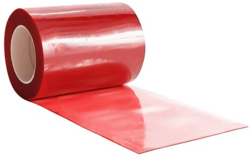 vidaXL Türvorhang, Streifenvorhang für die Gastronomie Kühlräume, Thermovorhang Zuschneidbar, Isoliervorhang Fliegenvorhang, Rot PVC