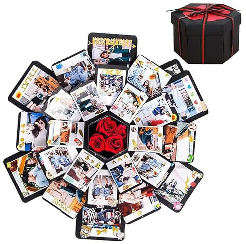 Explosionsbox mit 6 Gesichtern, kreatives handgefertigtes DIY-Fotoalbum, Überraschung, individuelle Geschenkbox für Weihnachten, Valentinstag, Hochzeit, Geburtstag, Jahrestag, Muttertag für Freund,