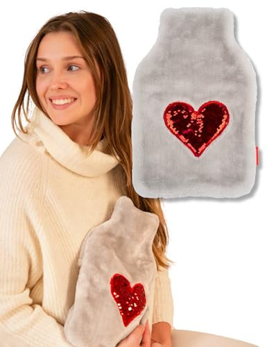 soxo Peluche Bolsa Agua Caliente Hot Water Bottle With Cover Bolsas De Agua Caliente Para Cama Corazón De Lentejuelas