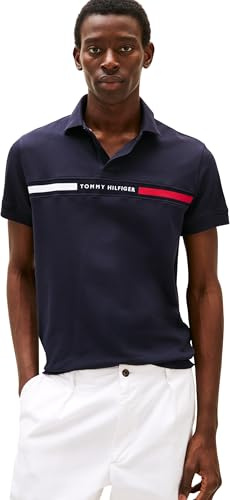 Tommy Hilfiger Uomo Maglietta Polo Maniche Chest Insert Regular Fit, Blu (Desert Sky), M