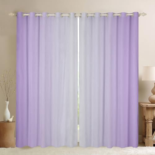 Homewish Greyish White and Lilac Curtains for Bedroom,Rainbow Ombre Blackout Curtains Aesthetic Living Room Decor,Gradient Colorful Curtains & Drapes Abstract Window Curtain 2 Panels 46x54