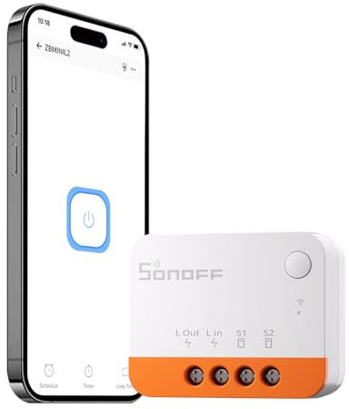 SONOFF Ein-Kanal-Zigbee-Smart-Schalter, ohne Neutralleitung, Zigbee-Gateway erforderlich, Kompatibel mit Alexa, Google Home