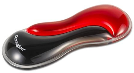 Kensington Slim Duo Gel Mouse and Trackball Wrist Rest, 192 x 72 x 22mm, Ergonomic Support for Wrist Strain and Discomfort, Compatible with Low Profile Mice and Trackballs, Black/Red (K62440WW)