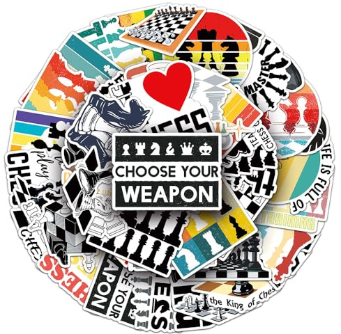 Retro Chess Vinyl Stickers, 50 PCS Waterproof Popular Game Decals for Laptops, Scrapbooking, Journals, Notebooks, Water Bottles, Suitcases, Phones & DIY Decor