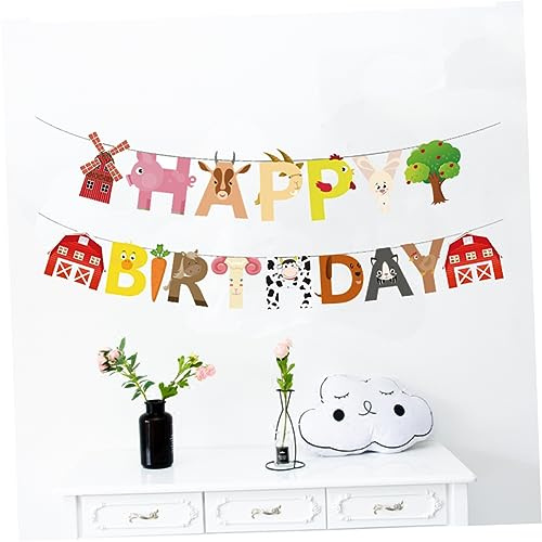 COSMEVIVI Geburtstagsbanner mit Tiermotiven Partybanner Hängebanner Dekoration für Drinnen und Draußen aus Haltbarem Material