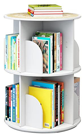 Drehbares Kinder-Bücherregal, mehrlagig, vom Boden bis zur Decke, Aufbewahrungsregal für A4-Bücher, Spielzeug, Mini-Pflanzen, Weiß, 40 x 66 cm