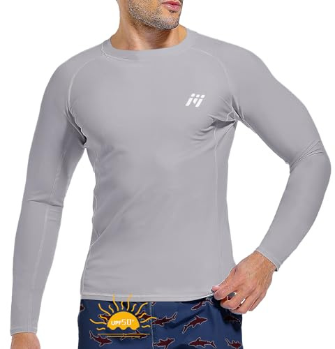 MEETWEE Men Swimming Shirt UV Swim Top Short/Long Sleeve UPF 50+ Rash Guard Vest T-Shirt Sun Protection Surfing Diving