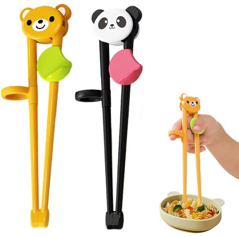 2 Pairs Training Chopsticks for Kids - Reusable Plastic Chopsticks With Helper, Suitable for Beginners