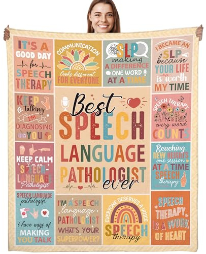 Speech Therapist Gifts for Women, Inspirational Quotes SLP Throw Blanket, Soft Cozy Fuzzy Flannel Blanket for Speech Language Pathologist (50 x 60)