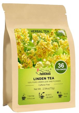FullChea - Linden Tea, 36 Teabags, Linden Leaf and Flower - Natural Tilo Tea - Non-GMO - Caffeine-free - Support Respiratory & Boost Immune System