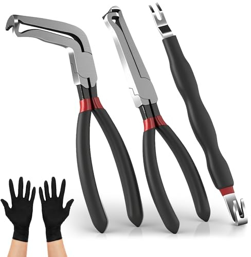 3 Stück Elektrische Trennzange: Multifunktions Leistungsschalter für Kraftfahrzeuge 20,3 cm Zündkerzenstecker Zange Automobilwerkzeuge mit Schutzhandschuhe für Push-Tab-Stopfen Heimwerker Reparatur