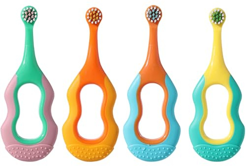 onluckdeer Baby Toothbrush,Lovely Calabash Handle Design Soft Bristles Infant to Toddler Toothbrush,Small Head for 0-3 Years, Teething Relief,4 Pack