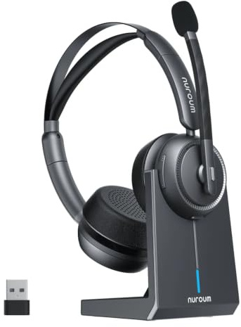 Nuroum HP31D Professionnel Casque Bluetooth sans Fil avec Micro,45H d'Autonomie pour Télétravail