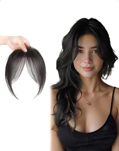 SanKristo Clip en flequillo 100% cabello humano, cortina curvado 3D Side postizo pelo con clips invisibles las templo, extensiones para mujeres alisado permanente, coloración, peinado, negro marrón