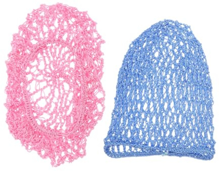 Toyvian 2 STÜCK Damen Haarnetz aus Atmungsaktivem Maschengewebe Handgehäkelte Schlafhaube für Langes Haar Weiche Rayon strickmütze Haarschutz für Schlaf Bad und Make up Elegante Netzhaube