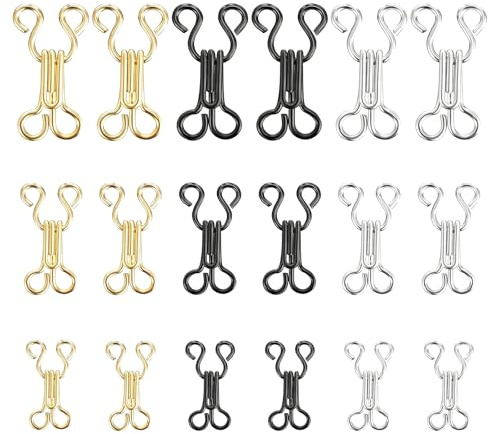 Juego de 90 pares de ganchos de costura con ojales de acero inoxidable para ropa para coser, sujetador, cierre de gancho para chaqueta, pantalones, faldas, accesorios de bricolaje y manualidades en 3