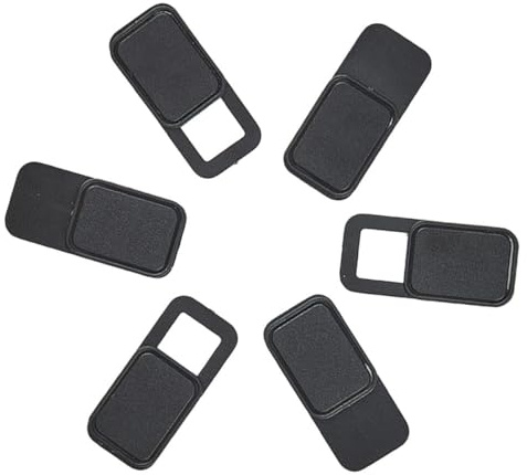 MOLUCKFU Lot de 6 Caches Webcam Ovales en Métal Noir Couverture de Webcam pour Ordinateur Portable Tablette et Smartphone Protection Confidentialité Anti-Hacking Compatible Multiples