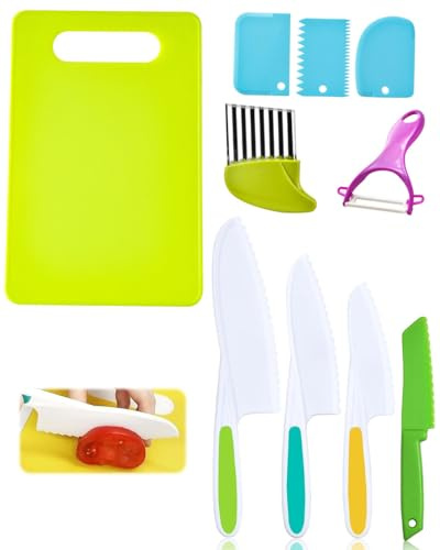 LOZTBUE 10Pcs Kindermesser, Kinder Küchenmesser, Sicherheit Kindermesser ab 2 Jahre, Montessori Messer, Kinder Kochset zum Schneiden und Kochen von Obst oder Gemüse