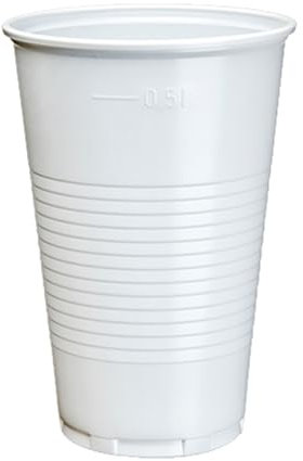 800 Trinkbecher, PP 0,5 l Ø 9,5 cm 13,7 cm weiss mit Schaumrand