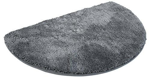 Kinzler J-10005/100 hochwertige Mikrofaser Duschmatte Uni, 50x80 cm, halbrund, flusenfrei, pflegeleicht, anthrazit