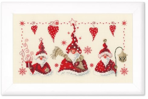 VERVACO Kit Punto Croce Contato Babbo Natale ALLEGRI Decorativi per Pareti ca. 29 x 17 cm Set Fai da Te Creativo Adulti Ricamo Casa Decor Arte da Parete Kit per Hobby Cross Stitch
