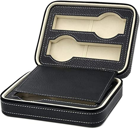 MR Maestro Relojero - Custodia con Zip per 4 Orologi in Eco Pelle | Astuccio Porta Orologi da Viaggio | Porta Orologi Uomo