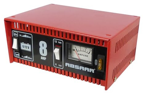 Absaar 77911 Battery Charger 8 AMP 6/12 V for Motorbikes, red