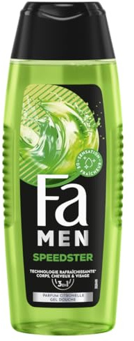 Fa Men - Gel Douche 3en1 Homme - Speedster -Sensation de fraicheur - Corps, cheveux et visage - Parfum Citronelle -Technologie Rafraichissante - Bouteille de 250 ml - Lot de 3