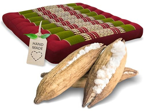 livasia Sitzkissen Stuhlauflage groß - 50x50x6cm - Bodenkissen Indoor/Outdoor, Meditationskissen Yogakissen, Stuhlauflage für Palettenmöbel, Steppkissen für Stuhl und Bank (Rot/Grün)