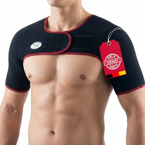 TSM Doppelschulterbandage aktiv | Schulterbandage für Sport & Alltag | Elastische Bandage zur Unterstützung bei Schulterschmerzen, Verspannungen & Überlastung | Prophylaxe & Rehabilitation | Größe M