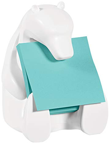 Post-it Dispenser Z-Notes-björn, förpackning med 2 dynor, 45 ark per dyna, 76 mm x 76 mm, turkos färg - för bekväm enhandsdispensering på ditt skrivbord