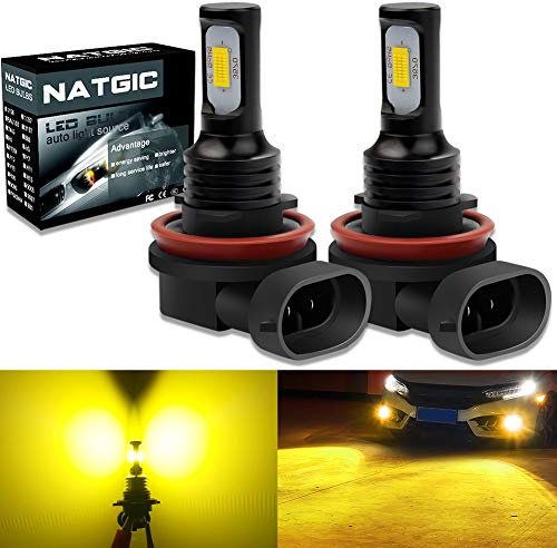 NATGIC H11 H8 H9 LED dimlampor hög effekt 75 W senaste 3570 CSP integrerade chip 3 000 K gyllene gul och 2 400 LM för dimljus dagsljuset DRL körlampa (paket med 2)