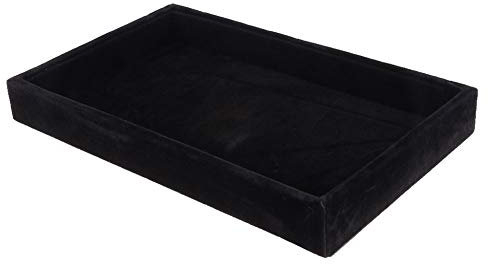 SuperglockT Schmucktablett weich Samt Schmuckkasten Ringlade kratzfest Schmuckdisplay Schmuckaufbewahrung für Uhr Halskette Ohrringe Armband Manschettenknöpfe 22.5 * 14.5 * 3cm (Schwarz)