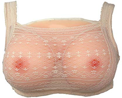 BaronHong Reggiseno Senza Bretelle Tette finte Masturbia con Crossdresser al Seno in Silicone; See Through Floral Lace (Nude, 90B)