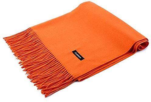LONDON SCARVES Cashmere wrap stole shawls soft cozy quality pashmina unisex (orange)