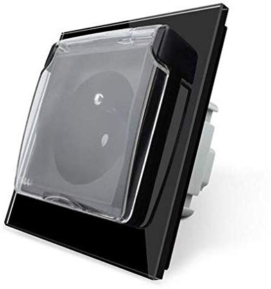 LIVOLO Toma de corriente FR con tapa protectora, 1 enchufe, color negro