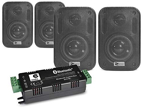 E-Audio B427BL Bluetooth Amplifier & Wall Speaker Set Smart Home Audio Wireless HiFi Black