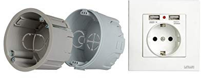 Latrans Presa Schuko da incasso con 2 x USB 2100 mA. Perfetto per ricaricare tutti gli smartphone, tablet, fotocamera digitale MP3, ecc. (presa con 2 x USB e prese da parete) (presa con 2 x USB e
