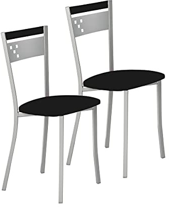 ASTIMESA Dos Sillas de Cocina Metálica Respaldo y Asiento Negro