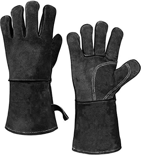 MICHELINO Grillhandschuhe Leder schwarz