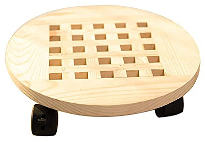 Colrid Pflanzenroller, 25cm / 9.8zoll Blumentopfständer, Topfpflanzständer, Holz, Korrosionsbeständig, Wasserdicht, mit um 360° Drehbaren Rollen, für Indoor Outdoor Home Garden (Natürliche Kiefer)
