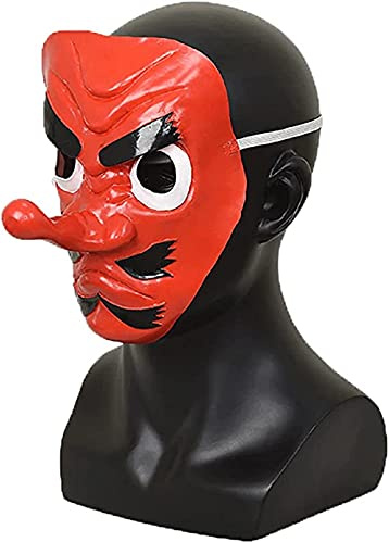 NUWIND Masque en latex rouge avec long nez Urokodaki Sakonji Anime pour Halloween, cosplay, fête
