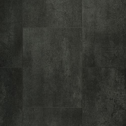 Tile Effect Tasman Vinyl Flooring Realistic 3.8mm Slip Resistant Foam Backed Lino (Dark Grey Modern Tile, 2.5m x 4m)