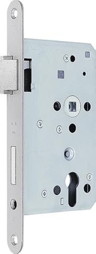 BKS B-12010-21-L-8 Fluchttürschloss Türschloss links PZW DM65, 1-Türflügel, Rundstulp 24mm Schloss für Flüchttüren Edelstahl rostfrei B1201, Silber