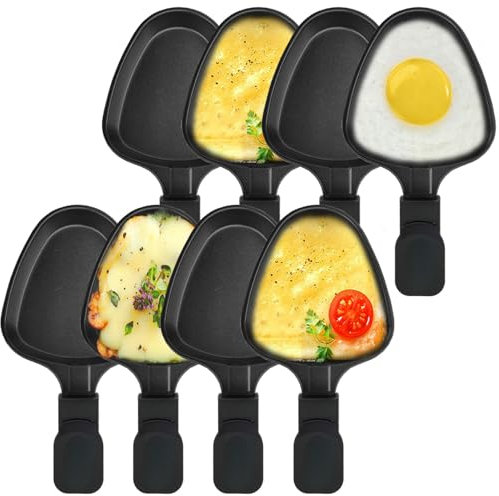 Non-Stick Coated Mini Grill Cheese Pan Melting Accessories for Raclettes Replacement trays Raclette Dishes Mini raclette pans, Triangle Shape(8PCs)
