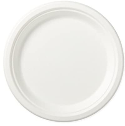 SHOBI Piatto Piano Tondo in polpa di Cellulosa interamente Biodegradabile e Compostabile Usa e Getta (100, Ø 22 Cm)