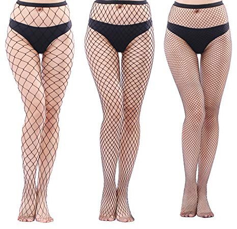 EVERSWE Sexy Elastisch Hohe Taille Strumpfhosen Netzstrümpfe Schenkelhohe Strümpfe Strumpfhosen für Damen (3P LMS, S-M)